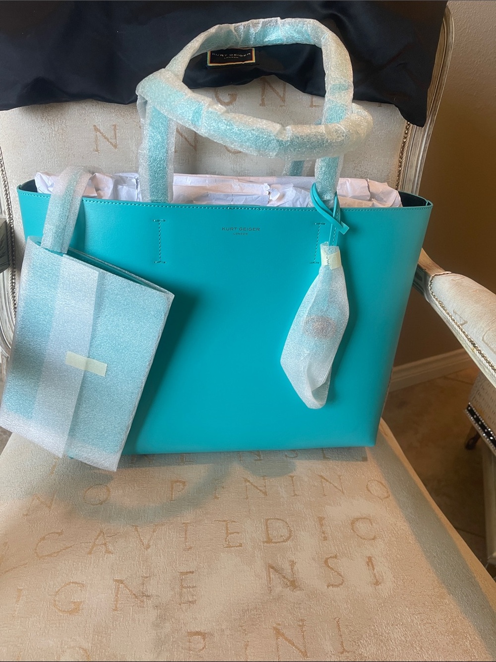 KURT GEIGER Turquoise Tote Bag - Women's Leather Handbag